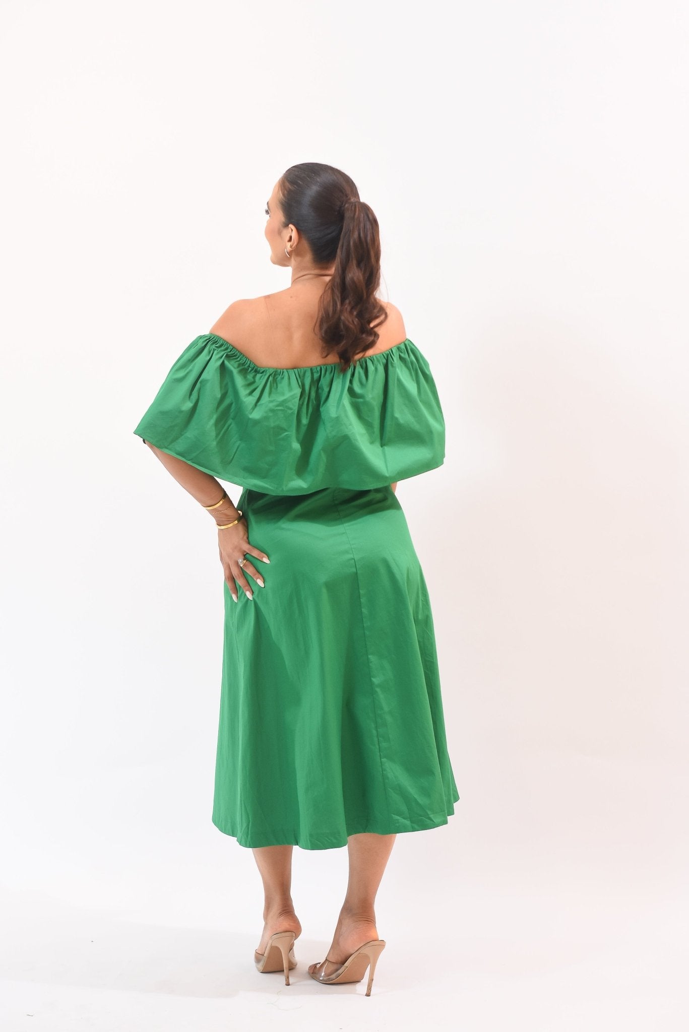 The Most Beautiful Off Shoulder Dress Green - Bonitafashionrd