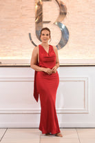 The Amazing Long Silk Dress With neckline Detail - Bonitafashionrd