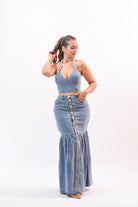 Just The Talent Denim Skirt Set - Bonitafashionrd