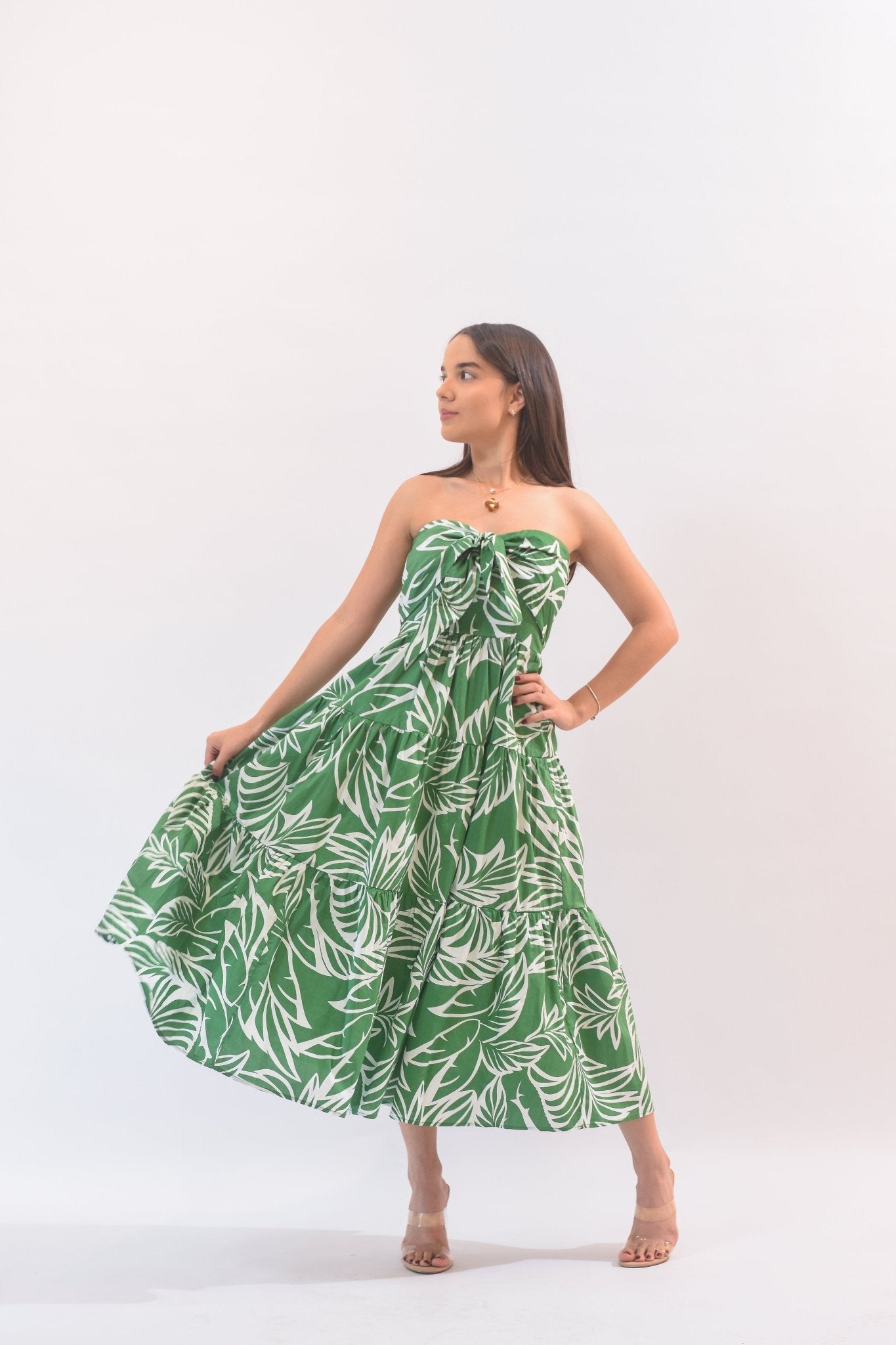 Dream Girl Palm Dress Green - Bonitafashionrd