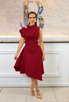 Modern Midi Asimetric Offshoulder Dress