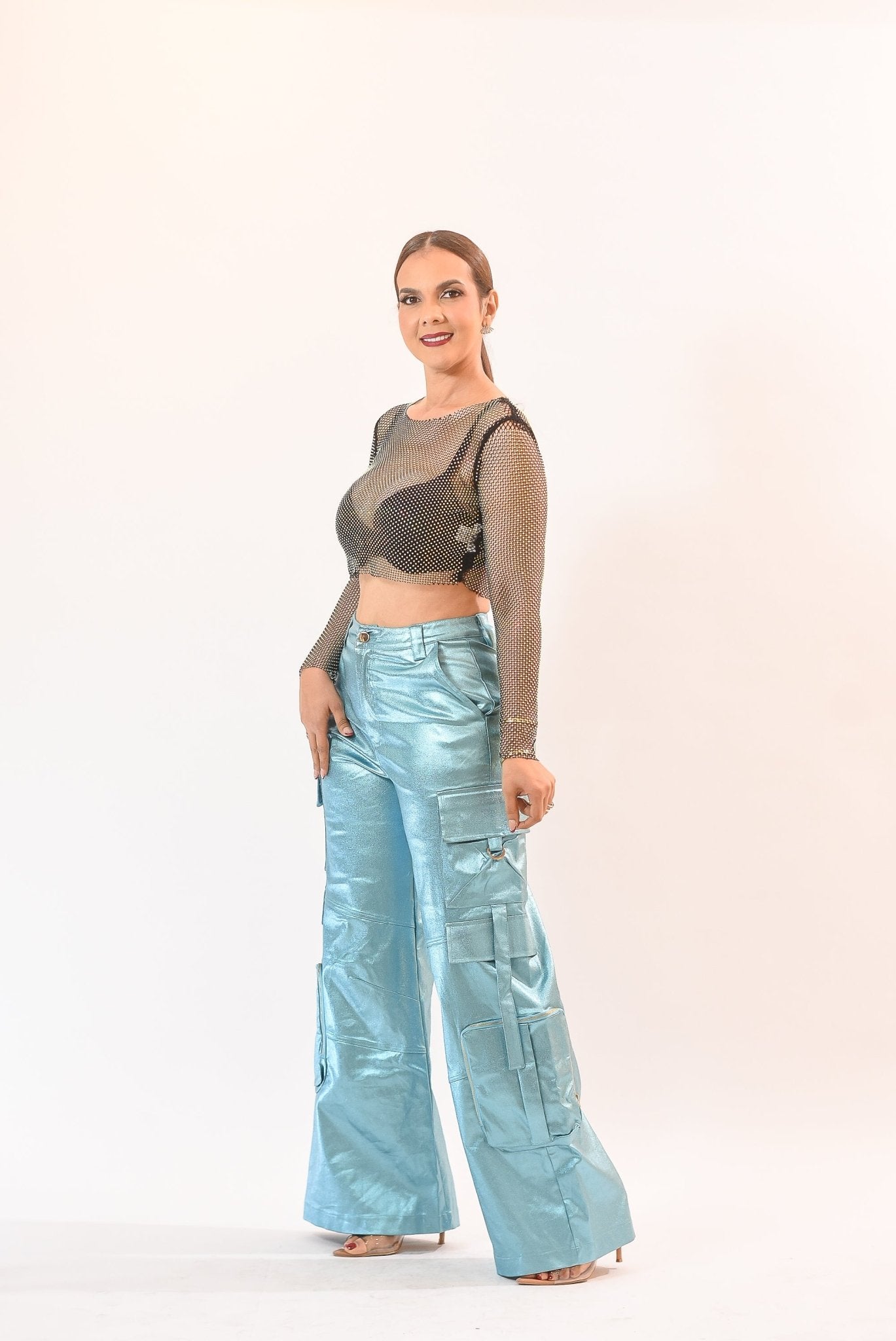 Best Metalic Cargo Pant Blue - Bonitafashionrd