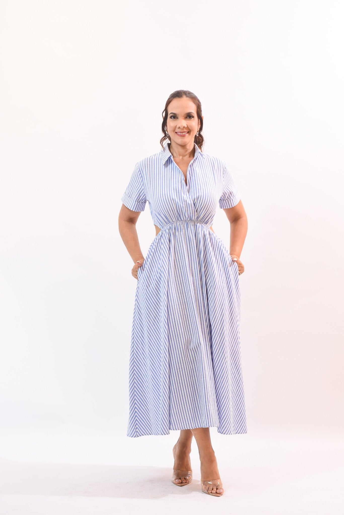 My Biggest Midi Dress Stripes Blue - Bonitafashionrd