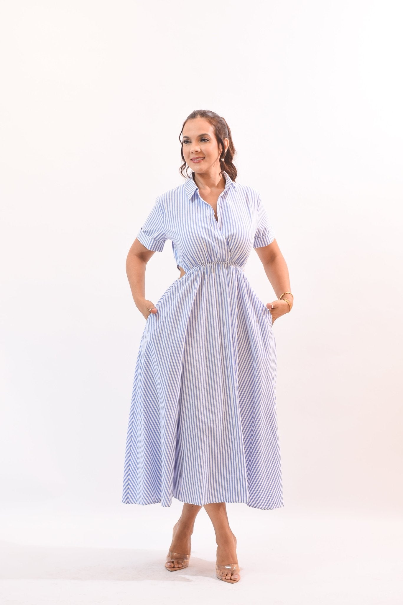 My Biggest Midi Dress Stripes Blue - Bonitafashionrd