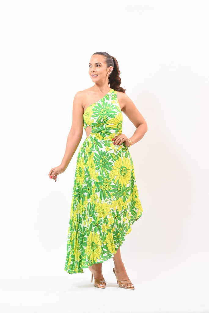 Get Fashion Flower Dress Green - Bonitafashionrd