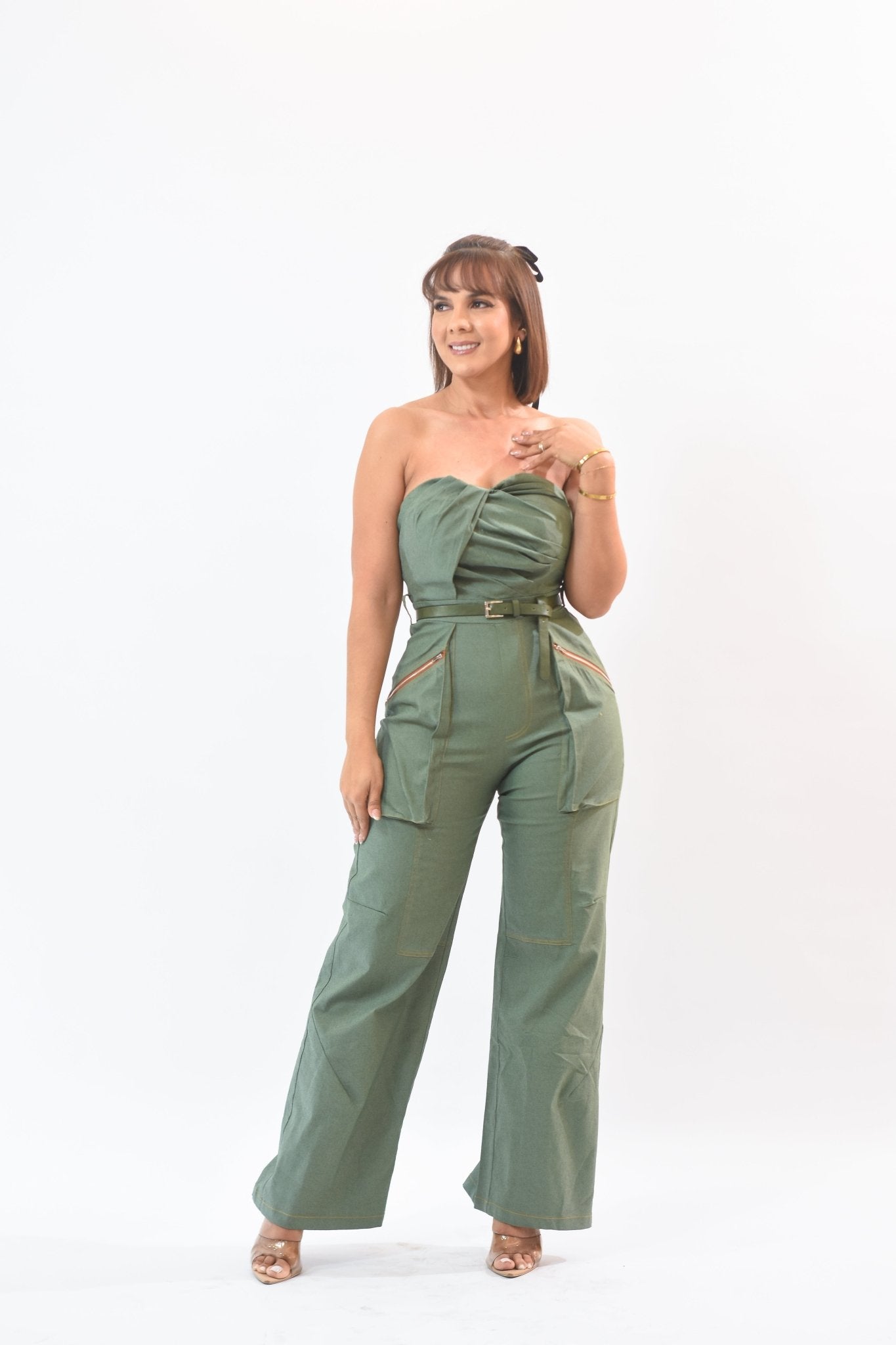 Chic Contrast Jumpsuit Green - Bonitafashionrd