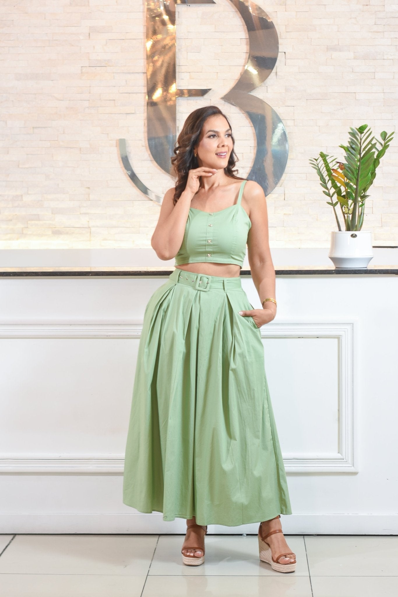 Casual crop and skirt set - Bonitafashionrd Set