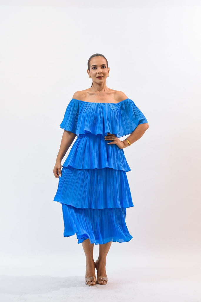 Essential Off Shoulder Dress Blue - Bonitafashionrd