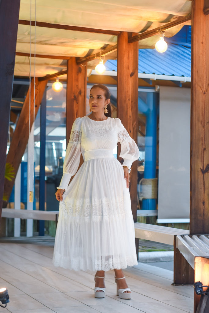 Sophisticated Maxi Dress White - Bonitafashionrd