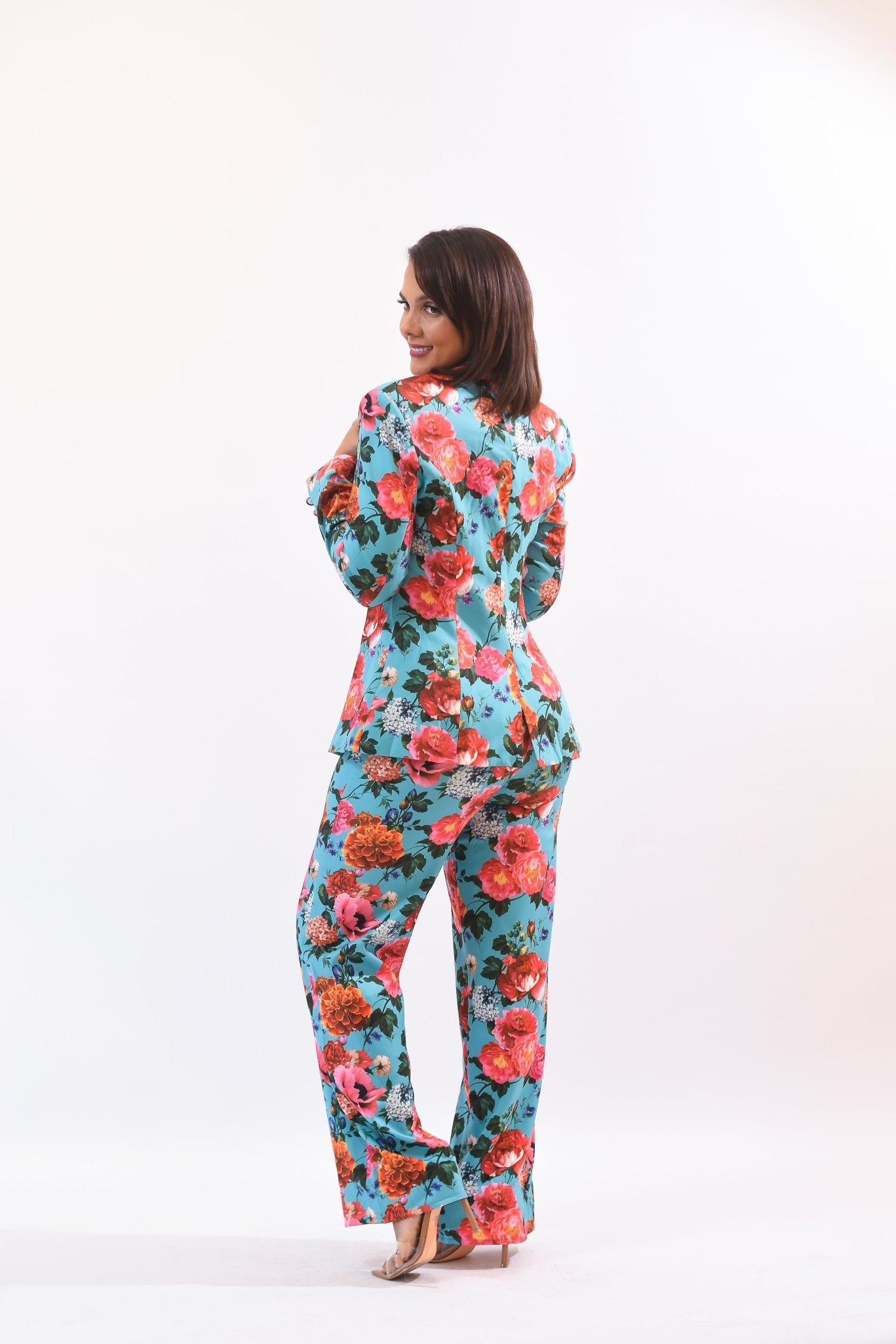 Full Of Flowers Jacket Pant Set - Bonitafashionrd