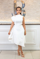 Modern Midi Asimetric Offshoulder Dress