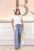 Beautiful Denim Flor Nude Pants - Bonitafashionrd